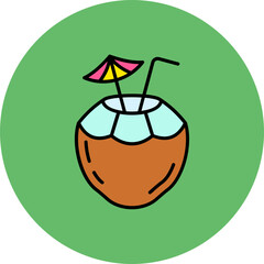 Coconut Multicolor Circle Filled Line Icon