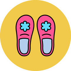 Slippers Multicolor Circle Filled Line Icon