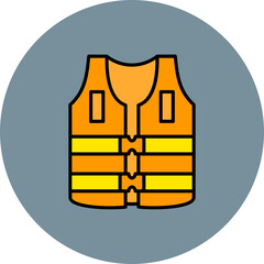 Life Jacket Multicolor Circle Filled Line Icon