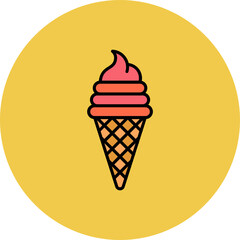 Ice Cream Multicolor Circle Filled Line Icon