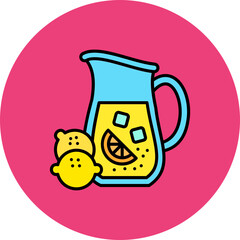 Lemonade Multicolor Circle Filled Line Icon