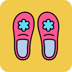 Slippers Multicolor Round Corner Filled Line Icon
