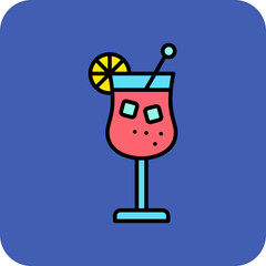 Cocktail Multicolor Round Corner Filled Line Icon