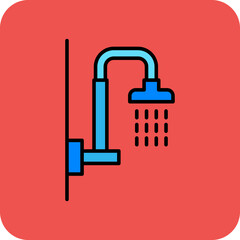 Shower Multicolor Round Corner Filled Line Icon