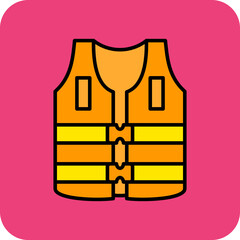 Life Jacket Multicolor Round Corner Filled Line Icon