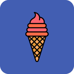 Ice Cream Multicolor Round Corner Filled Line Icon