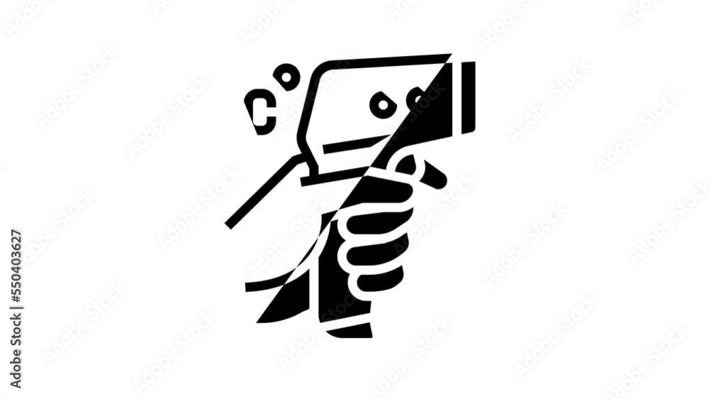 Poster thermometer contactless line icon animation