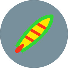 Surfboard Multicolor Circle Flat Icon