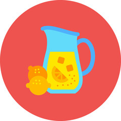 Lemonade Multicolor Circle Flat Icon