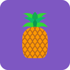 Pineapple Multicolor Round Corner Flat Icon