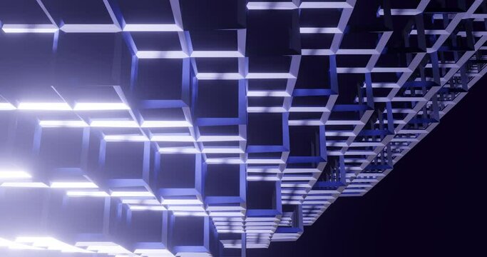 Abstract industrial background geometric metal construction 3d animation