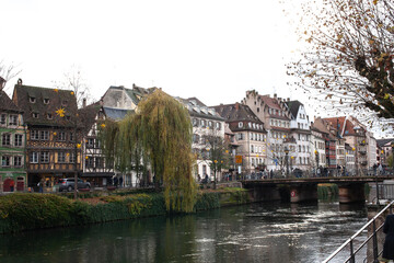 Fototapeta na wymiar Strasbourg, France - Decembre 4, 2022: Christmas time at Strasbourg, view of decorated city