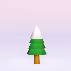 christmas tree on white background 3d render, christmas tree 3d model.