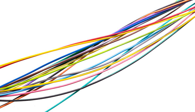 colored wires on a white isolated background