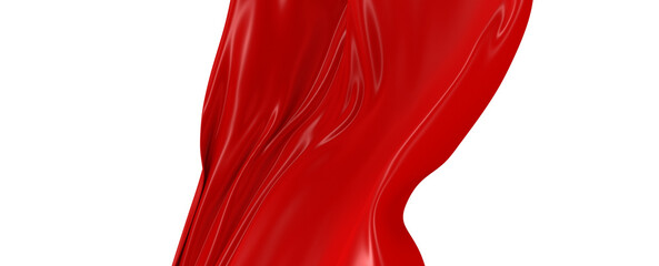 Beautiful flowing fabric of red wavy silk or satin