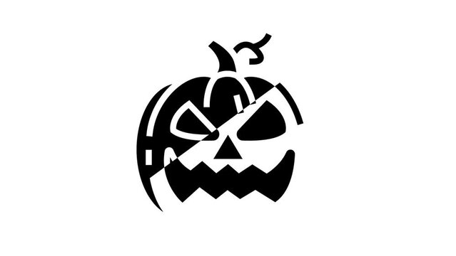 halloween pumpkin face glyph icon animation