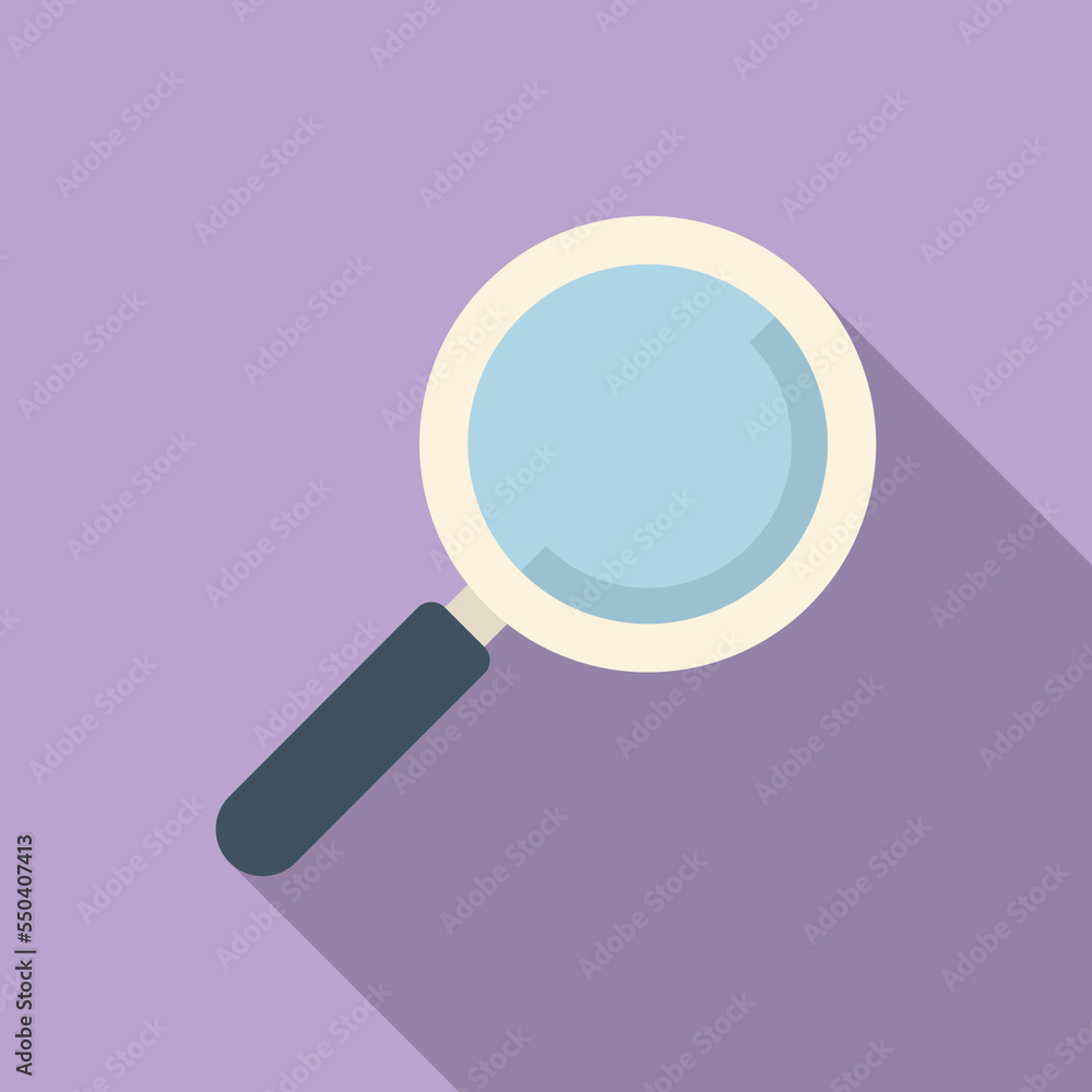 Poster magnifier icon flat vector. computer interface. cool dialog