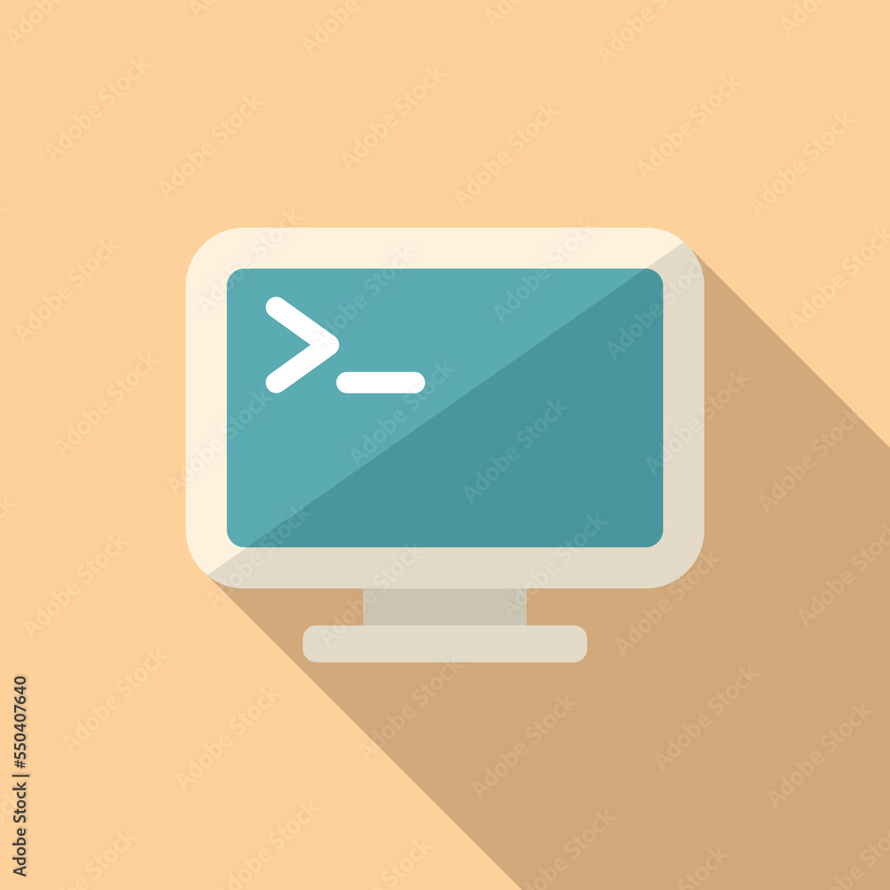 Poster system monitor icon flat vector. computer interface. old button