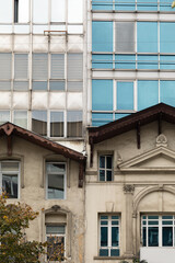 View of the facade of a house in traditional style in Istanbul.