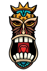 Wooden hawaiian tribal tiki mask - vector illustration