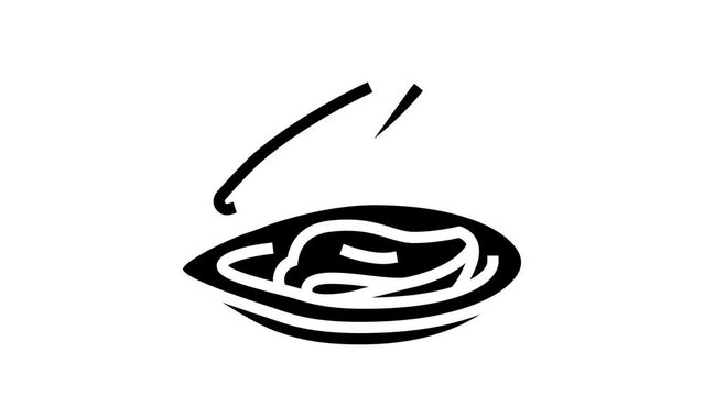 opened shell mussel glyph icon animation