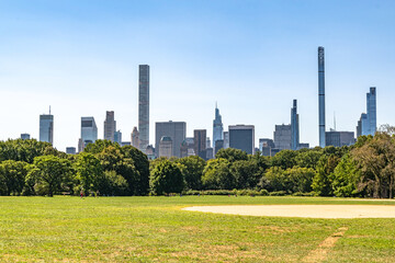 Central Park. View of the skyscrapers of New York USA