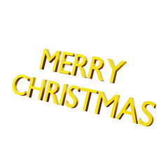 Merry Christmas 3D Lettering. Gold Color. Decoration Element.