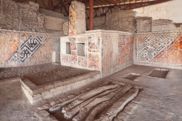 The burial site of the Lady of Cao, a powerful Mochica ruler, El Brujo archeological site,...