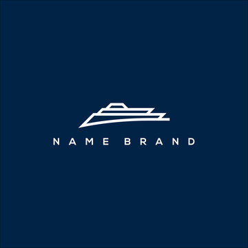 Line art Yacht or Boat Logo vector