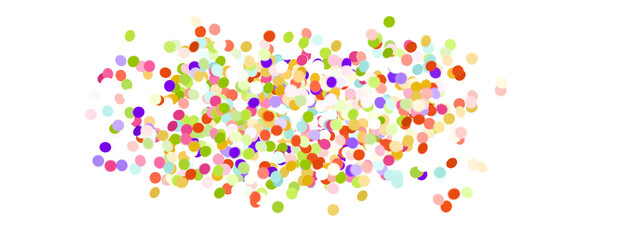 Multicolor confetti abstract background with a lot of falling pieces, isolated on a white background. Festive decorative tinsel element for design