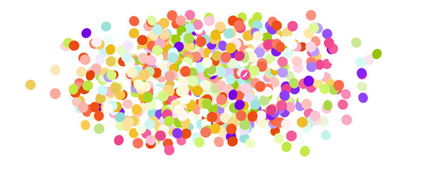 Multicolor confetti abstract background with a lot of falling pieces, isolated on a white background. Festive decorative tinsel element for design