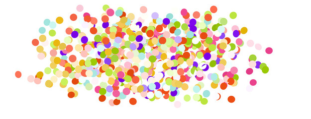 Multicolor confetti abstract background with a lot of falling pieces, isolated on a white background. Festive decorative tinsel element for design