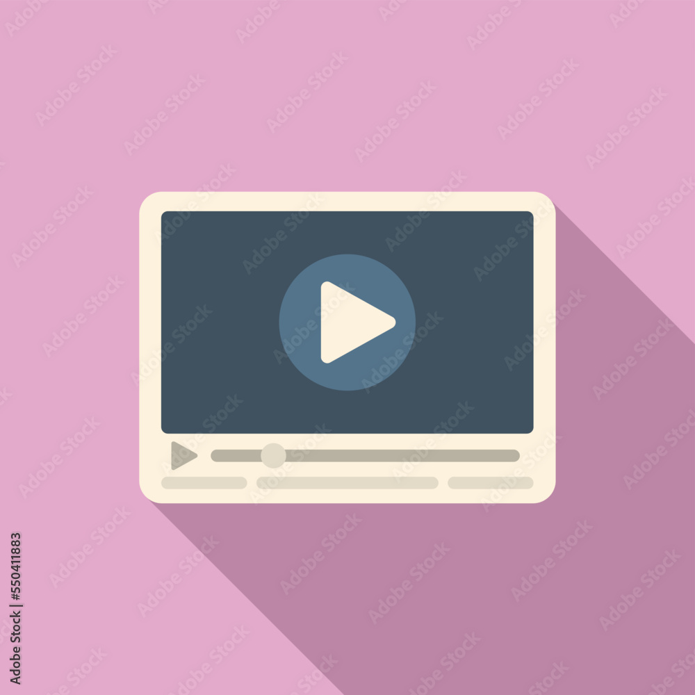 Poster video player icon flat vector. web interface. time address