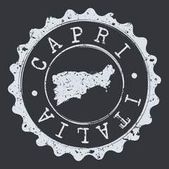 Capri, Metropolitan City of Naples, Italy Stamp Travel Passport. Design Retro Symbol Country. Old Vintage Postmark.