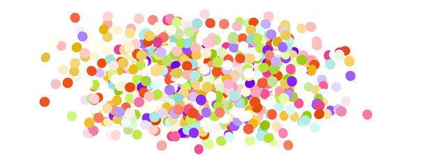  Colorful assorted confetti with serpentine on white