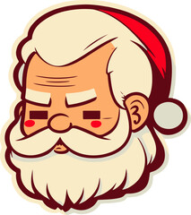 Santa Claus Portrait Illustration, Christmas Vector Art, Isolated