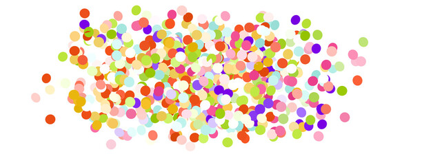  Colorful assorted confetti with serpentine on white