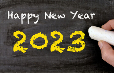 Happy new year 2023 blackboard