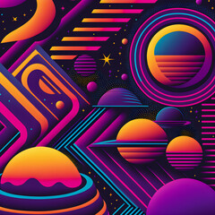 Retro Syntwave Space repeating pattern