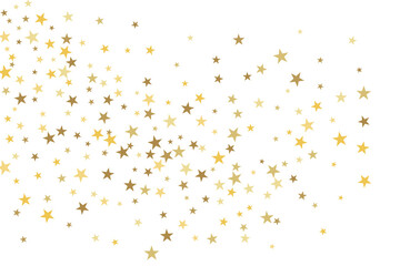 Star confetti. Gold casual confetti background. Bright design pattern.