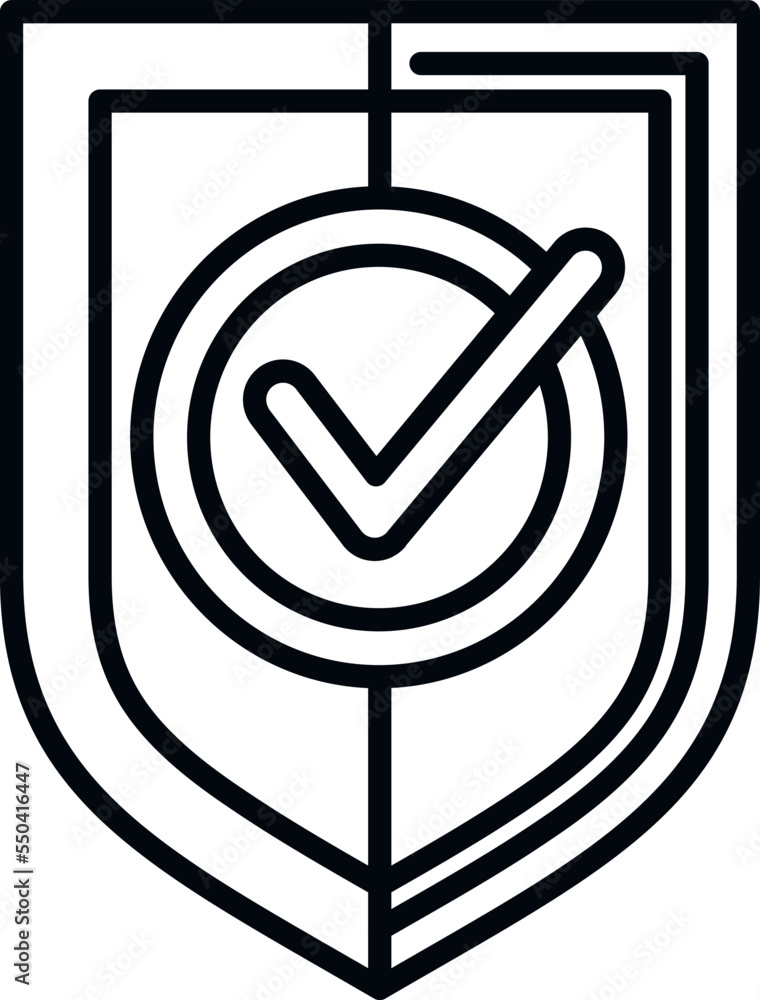 Poster approved shield icon outline vector. interface button. software app