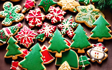 Fototapeta na wymiar Traditional christmas gingerbread cookies. Generative AI