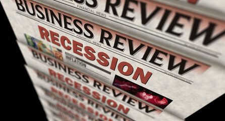 Recession and business crisis newspaper printing media