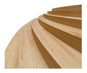 Modern oak stairs isolated in transparent background