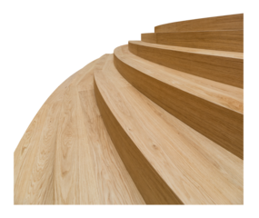 Modern oak stairs isolated in transparent background