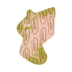 Flat cartoon shape with abstract ornament in naive style. Grainy lime shade.