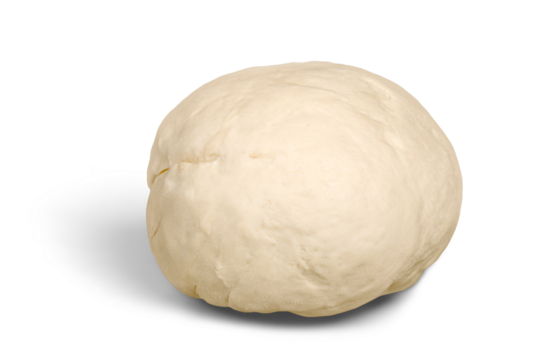 ball of raw dough over white background