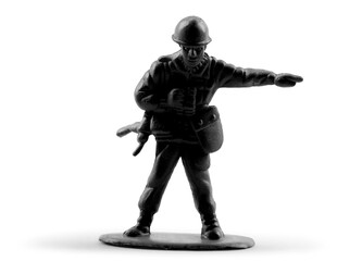 Black toy soldier giving orders