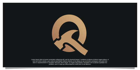 Creative initial letter Q with hammer logo design unique concept Premium Vector
