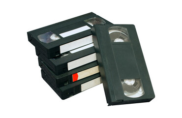 old video cassettes isolated from background